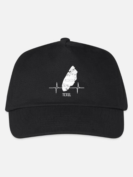 Geschenk, Heartbeat, Insel, Herzschlag, Texel - Kinder Basecap - Schwarz