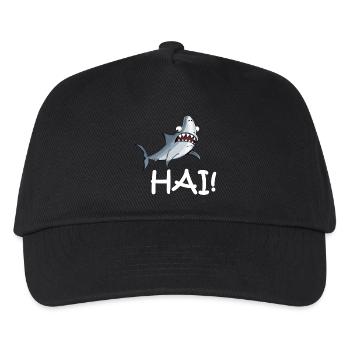 Hai mit Schriftzug - Kinder Basecap - Schwarz - Vorne