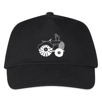 Weißer Traktor - Trecker - Traktoren - Comic - Kinder Basecap - Schwarz - Vorne