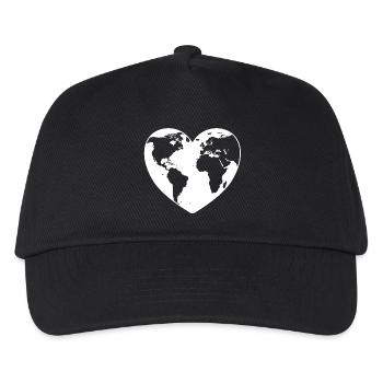 Herz Weltkugel Planet Erde Naturfreunde Liebe Welt - Kinder Basecap - Schwarz - Vorne