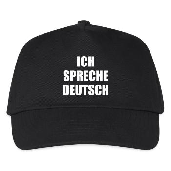 Ich spreche deutsch, Ausländer, Spruch, deutsch - Kinder Basecap - Schwarz - Vorne