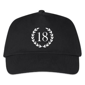 18 Geburtstag Geschenk Lorbeer - Kinder Basecap - Schwarz - Vorne