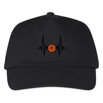 herzschlag basketball puls frequenz treffer tor im - Kinder Basecap - Schwarz - Vorne
