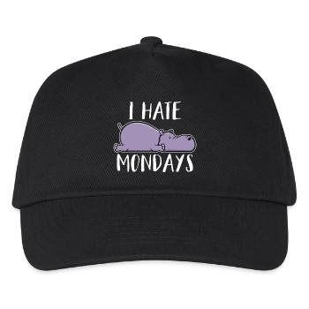 Ich hasse Montag Nilpferd I hate Mondays Bürohumor - Kinder Basecap - Schwarz - Vorne