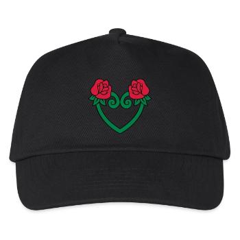 Rose Blumen-Herz 3c - Kinder Basecap - Schwarz - Vorne