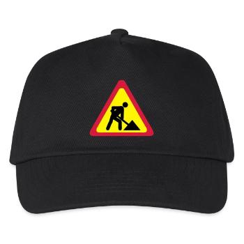 sign construction site works 2303 - Kids’ Baseball Cap - black - Front