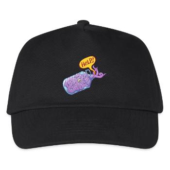 Octopus inside plastic bottle asking for help - Kids’ Baseball Cap - black - Front