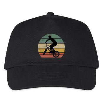 Bmx Fahrer Vintage Retro Hobby Sport Fahrrad Shirt - Kinder Basecap - Schwarz - Vorne