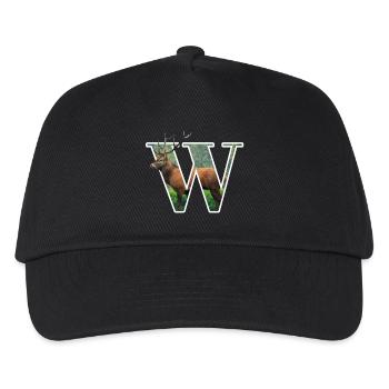W Wapiti alphabet tiere - Kinder Basecap - Schwarz - Vorne