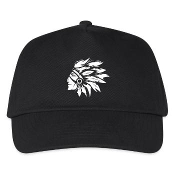 Indian Chief Head Illustration Graphic Art - Kids’ Baseball Cap - black - Front