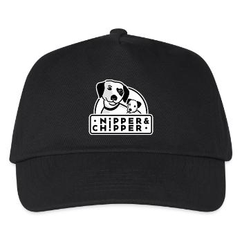 Nipper & Chipper Logo Hintergrund Weiß - Kinder Basecap - Schwarz - Vorne