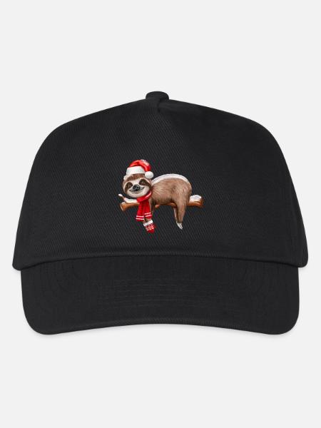 Weihnachten Faultier Christmas Sloth - Kinder Basecap - Schwarz