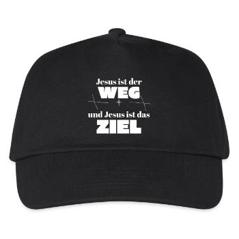 Jesus ist der Weg und Jesus ist das Ziel - Kinder Basecap - Schwarz - Vorne