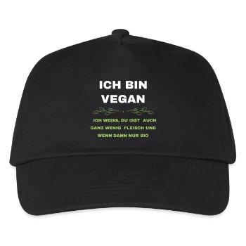 Ich bin vegan - Die Standard-Reaktion darauf - Kinder Basecap - Schwarz - Vorne