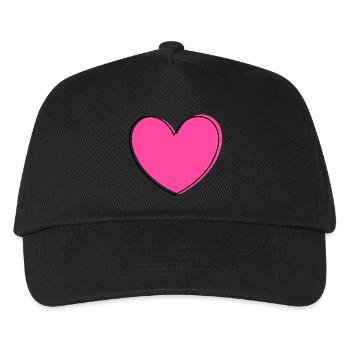 Valentinstag Rosa Herz, Valentinstag Geschenk - Kinder Basecap - Schwarz - Vorne