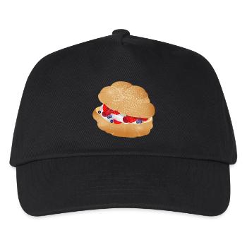 Mit Sahne und Beeren gefüllter Windbeutel - Kinder Basecap - Schwarz - Vorne