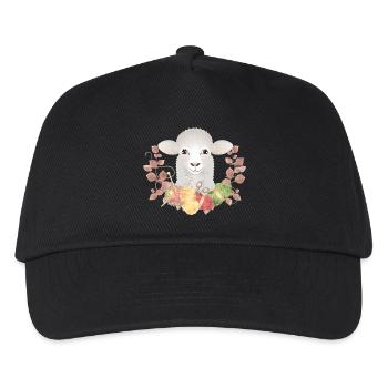 A cute sheep with wool and knitting needles - Kids’ Baseball Cap - black - Front
