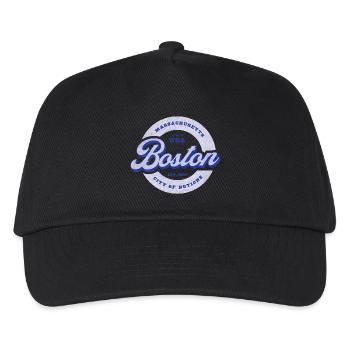 Boston Schriftzug Kreisabzeichen - Kinder Basecap - Schwarz - Vorne