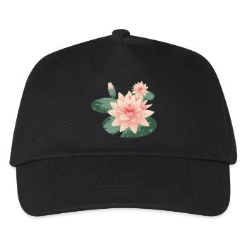 Two water lily blossoms with bud in lily pond - Kids’ Baseball Cap - black - Front