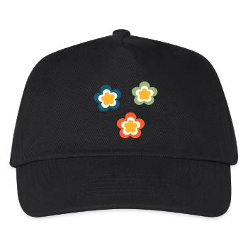 70s Flower Pattern Retro Hippie Festival - Kids’ Baseball Cap - black - Front