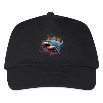 König der Tiefe. Hai im Graffiti-Stil. - Kinder Basecap - Schwarz - Vorne
