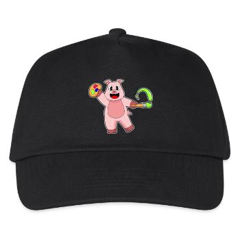 Pig Painter Brush Painting - Kids’ Baseball Cap - black - Front
