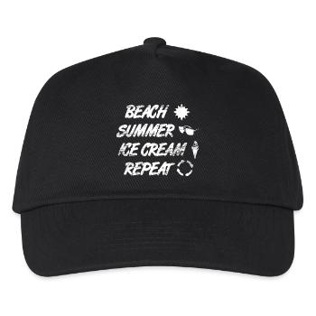 Beach Summer Ice Cream Repetition - Kids’ Baseball Cap - black - Front