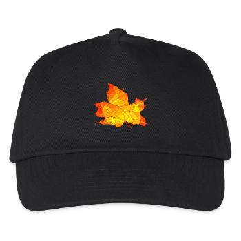 Polygonales Herbst Ahorn Baum Blatt Poly Kunst - Kinder Basecap - Schwarz - Vorne