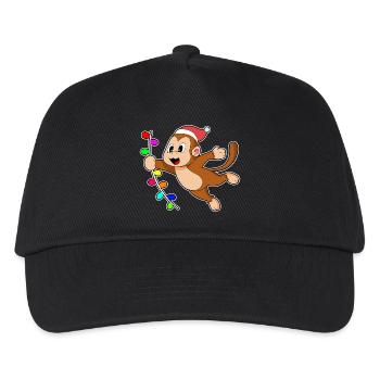 Affe Weihnachten Liane - Kinder Basecap - Schwarz - Vorne