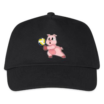 Pig Volleyball Player Volleyball Sports - Kids’ Baseball Cap - black - Front