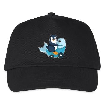 Pinguin Motorroller - Kinder Basecap - Schwarz - Vorne