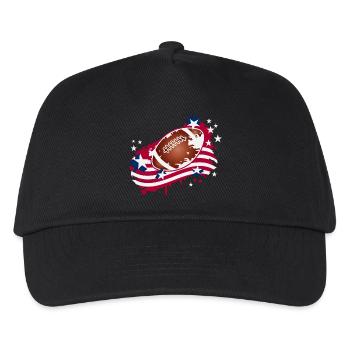 Football Graffiti Motiv mit amerikanischer Flagge - Kinder Basecap - Schwarz - Vorne
