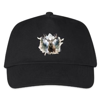 Watercolor deer in the forest - Kids’ Baseball Cap - black - Front