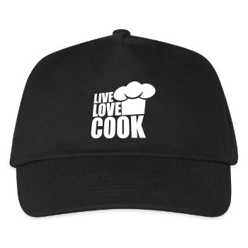 Live Love Cook Leben Liebe Kochen Küche Meister - Kinder Basecap - Schwarz - Vorne