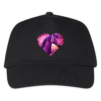 Horse with purple flowers - Kids’ Baseball Cap - black - Front