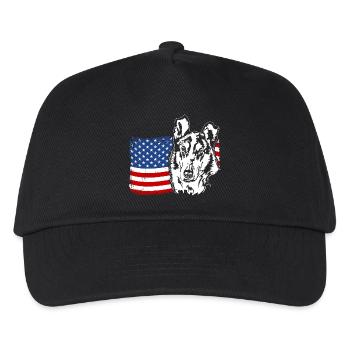 Kurzhaarcollie Collie Amerika Fahne Hunde Wilsigns - Kinder Basecap - Schwarz - Vorne