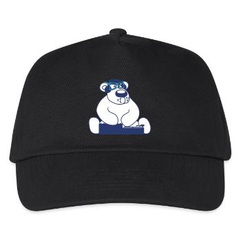 Lustiger DJ Eisbär Mischpult Cool Party Musik Bär - Kinder Basecap - Schwarz - Vorne