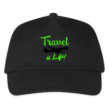 travel is life - Kinder Basecap - Schwarz - Vorne