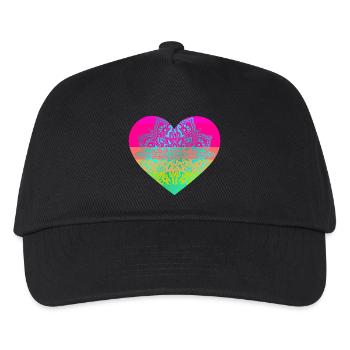 Herz Herzen Mandala - Kinder Basecap - Schwarz - Vorne