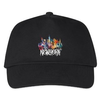 New York Skyline Graffiti Schriftzug - Kinder Basecap - Schwarz - Vorne
