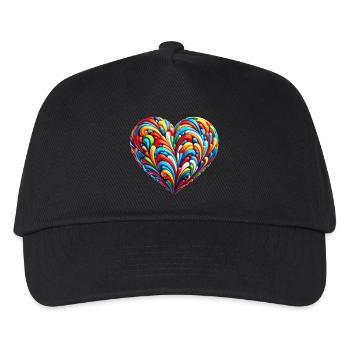 Buntes Regenbogen Herz - Kinder Basecap - Schwarz - Vorne