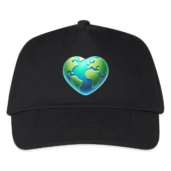 Herzförmige Erde Öko-Design - Kinder Basecap - Schwarz - Vorne