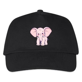 Verspielter rosa Elefant mit blauem Schwanz - Kinder Basecap - Schwarz - Vorne