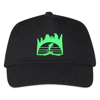 Delfin Springt Linien Sonne Palmen Cool Silhouette - Kinder Basecap - Schwarz - Vorne
