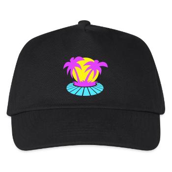2 Palmen Insel Baum Strand Urlaub Kokosnuss Meer - Kinder Basecap - Schwarz - Vorne