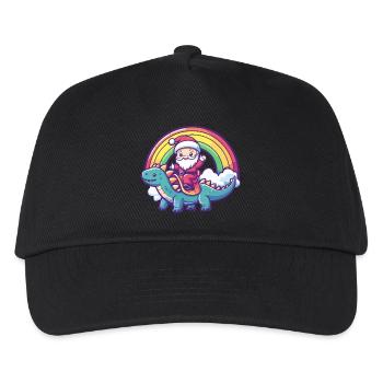 Dinosaurier stegosaurus Weihnachtsmann Regenbogen - Kinder Basecap - Schwarz - Vorne