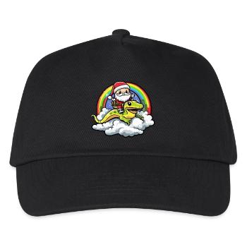 Echse Weihnachtsmann Regenbogen - Kinder Basecap - Schwarz - Vorne