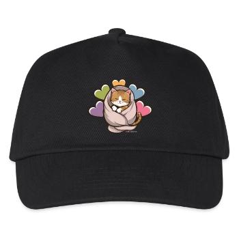 Kuscheliges Kätzchen unter Decke - Kinder Basecap - Schwarz - Vorne