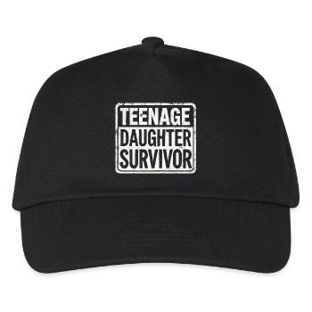 Teenage Daughter Survivor – Lustiges Eltern-Design - Kinder Basecap - Schwarz - Vorne