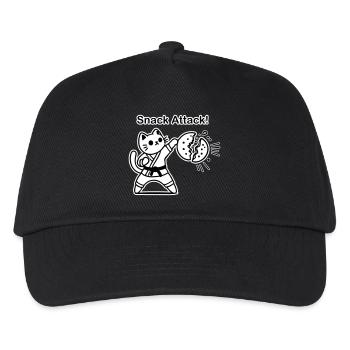 Karate-Katze, die einen Keks schlägt - Snack Attack Design - Kinder Basecap - Schwarz - Vorne